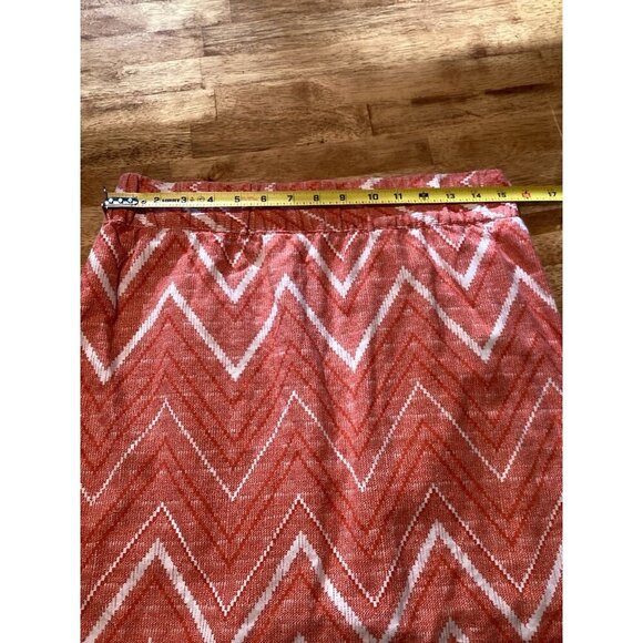 BANANA REPUBLIC Pull on Geometric Skirt Orange Size 6 Preppy Casual Linen Blend - Picture 7 of 8